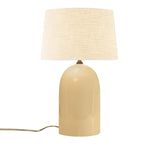 Muted Yellow Cream Linen Fabric Ceramic Tall Kava Table Lamp with Fabric Shade by Justice Design