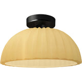 Muted Yellow Matte Black Ceramic Pleated Dome Semi-Flush by Justice Design