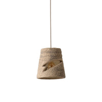 Myst Ceramic Pendant Light by Geo Contemporary in Ivory textured ceramic with a beige cord