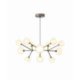 Nabila Chandelier by Tooy - Medium, Satin Titanium Dark Bronze, lit
