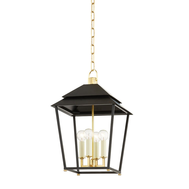 Natick Lantern - 12.5 Inch - Aged Brass with Soft Black by Hudson Valley