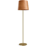 Natural Cherry Large Gold Metal Zeta Floor Lamp by LZF