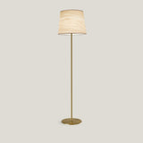 Natural White Large Gold Metal Zeta Floor Lamp by LZF