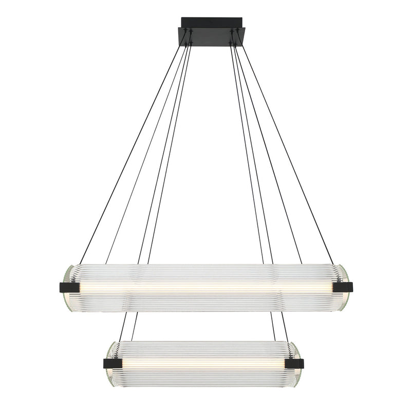 Neoness 8-Light Chandelier 34 Inch Matte Black Clear Glass by Eurofase