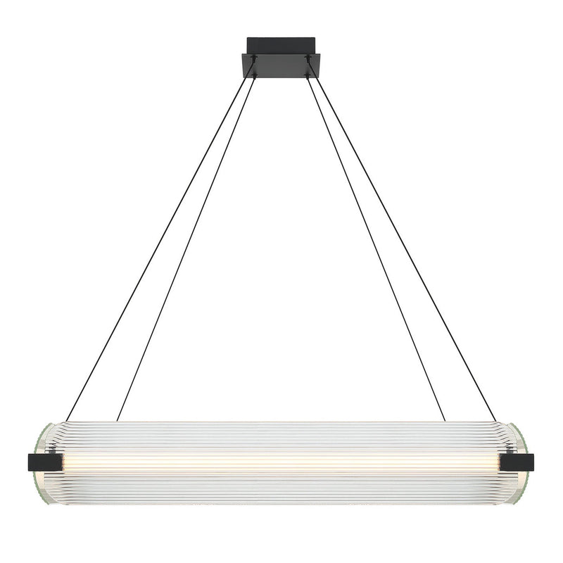 Neoness 4-Light Chandelier 34 Inch Matte Black Clear Glass by Eurofase