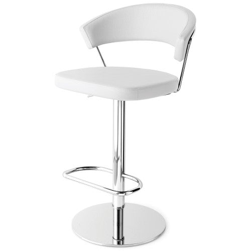 NEW YORK ADJUSTABLE SWIVEL BAR STOOL BY CONNUBIA ,SEAT COLOR: OPTIC WHITE,  FRAME FINISH: CHROMED, | CASA DI LUCE LIGHTING