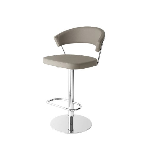 NEW YORK ADJUSTABLE SWIVEL BAR STOOL BY CONNUBIA, SEAT COLOR: TAUPE,  FRAME FINISH: CHROMED, | CASA DI LUCE LIGHTING