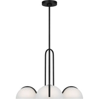 Nido Chandelier — 26", White Opal Etched Cased, Midnight Black