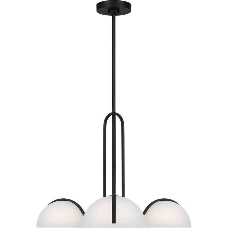 Nido Chandelier — 26", White Opal Etched Cased, Midnight Black