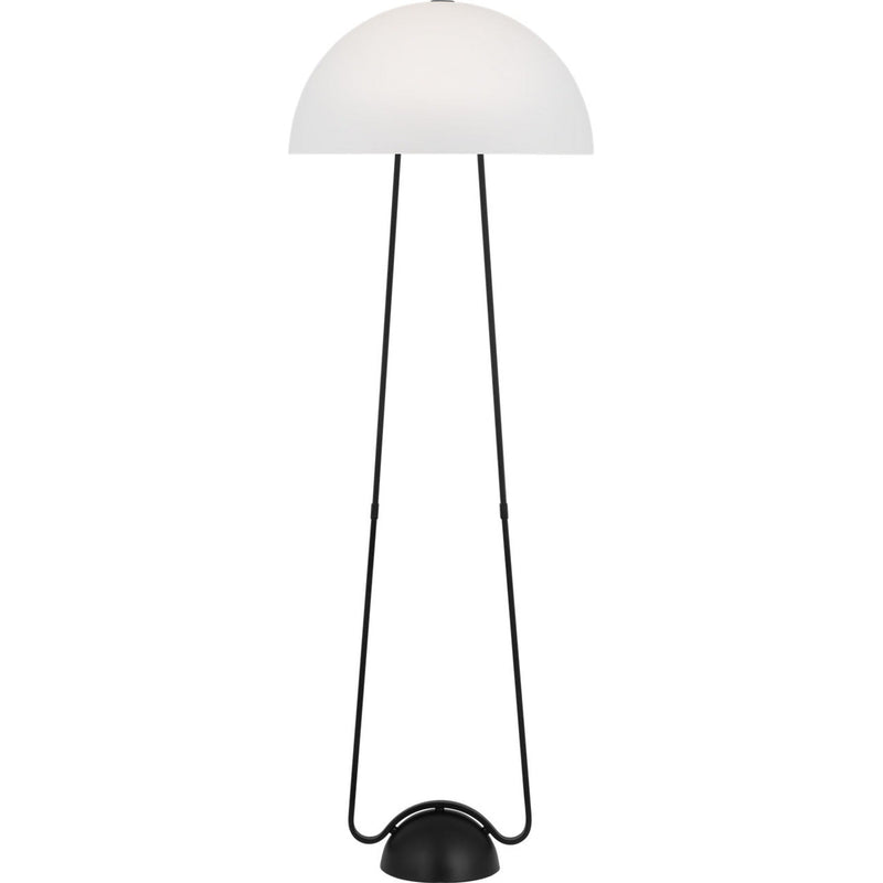 Nido Floor Lamp — 20", White Opal Etched Cased, Midnight Black