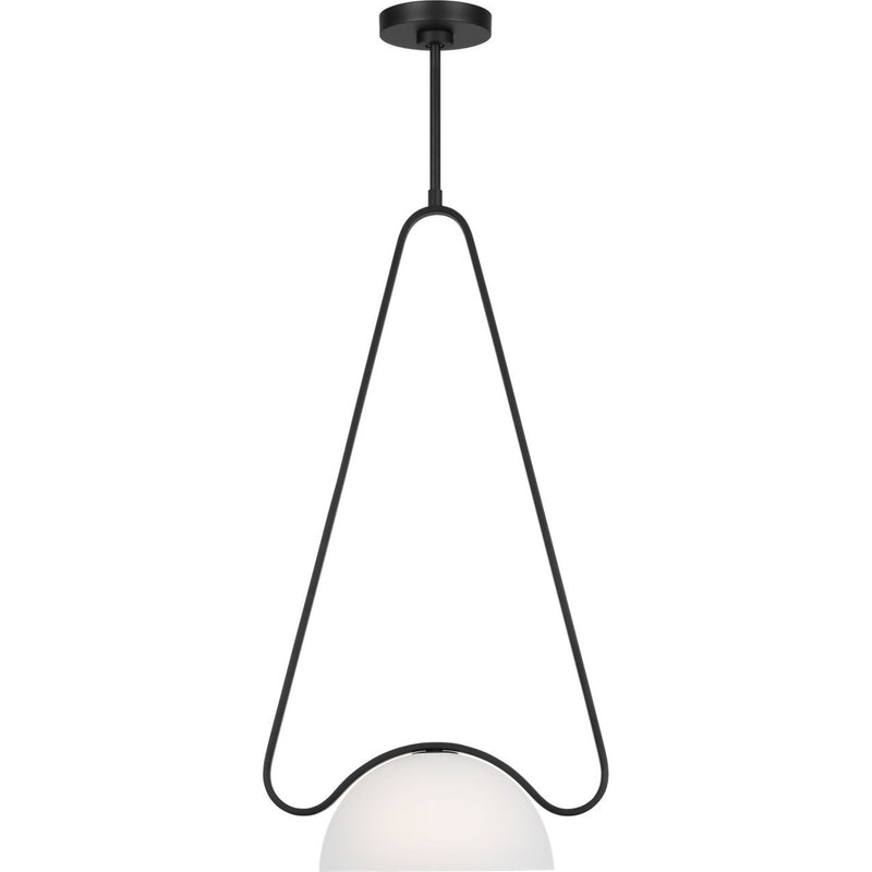 Nido Pendant — 11 1/2", White Opal Etched Cased, Midnight Black