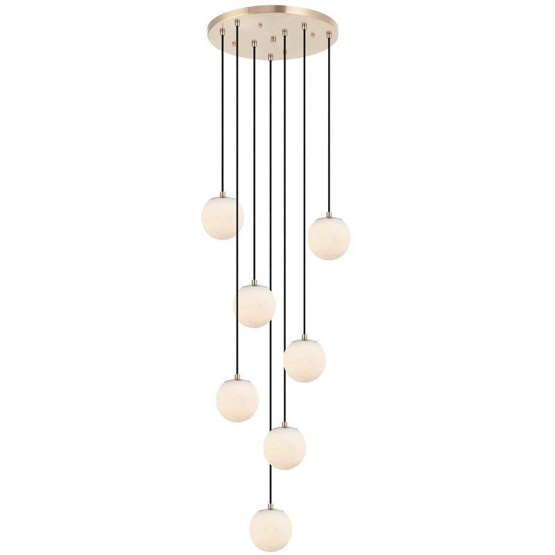 Nikini 7 Light Suspension Champagne Gold By Matteo