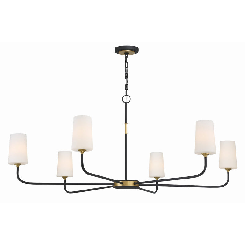 Niles Linear Chandelier 54'' Black Forged + Modern Gold
