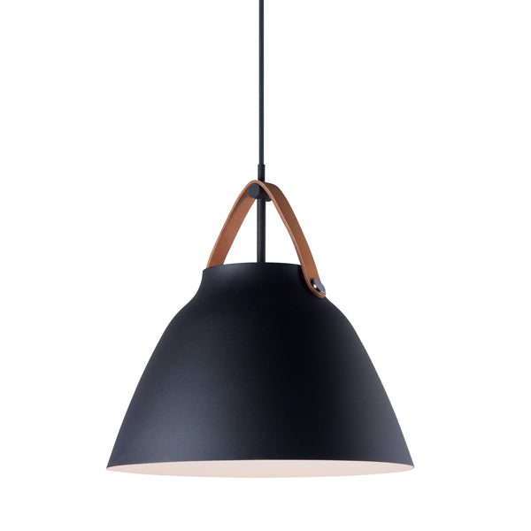 Nordic One Light Pendant By Maxim Lighting Tan Leather Black