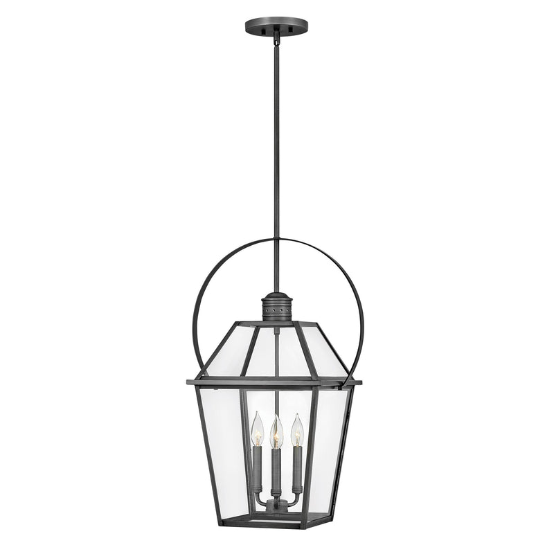 Nouvelle Large Hanging Lantern - Blackened Brass - by Hinkley