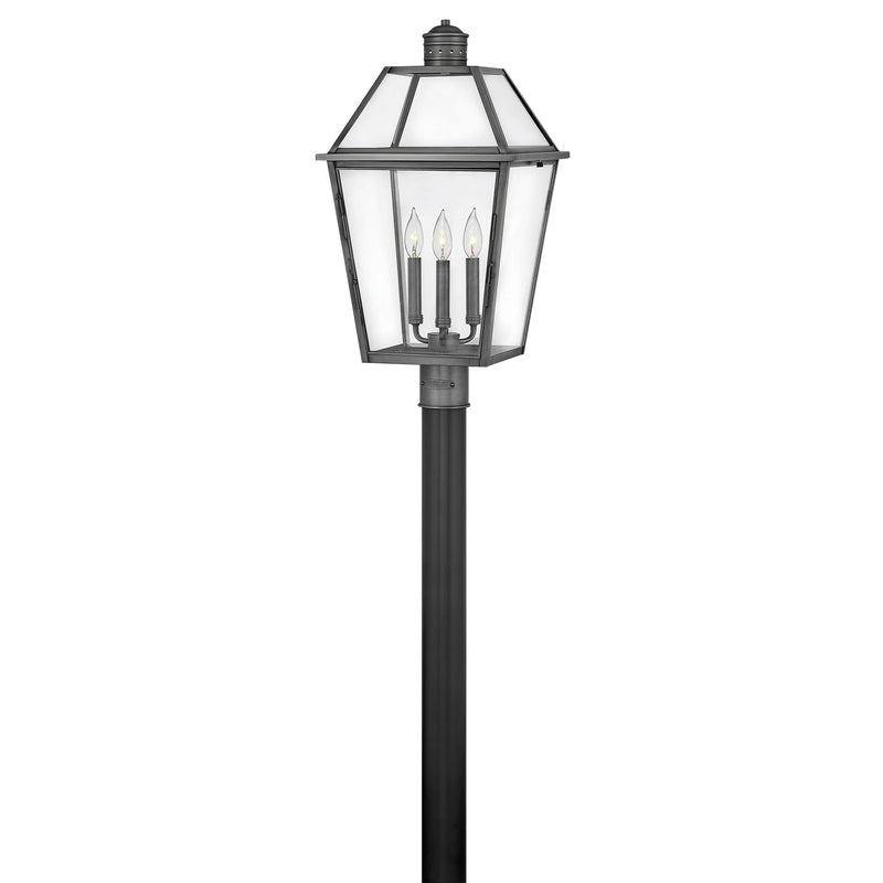Nouvelle Large Post Mount Lantern - Blackened Brass - by Hinkley