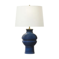 Nova Table Lamp — 16 1/2", White Linen, Mix Blue Brown