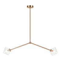 Novo Bell Pendant 2 Light Aged Gold Brass Clear