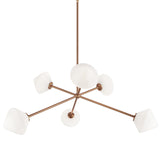 Novo Chandelier Aged Gold Brass Opal Glass By Matteo - Front View