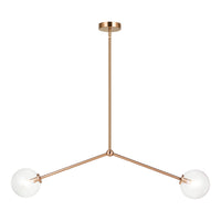 Novo Globe Pendant 2 Light Aged Gold Brass Clear