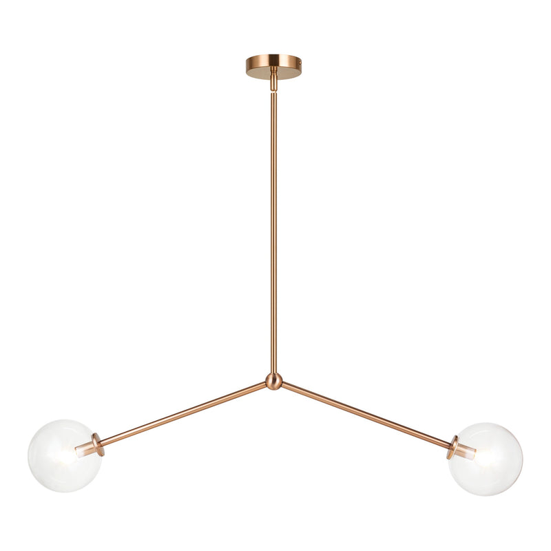 Novo Globe Pendant 2 Light Aged Gold Brass Clear