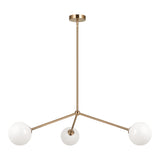 Novo Globe Pendant 3 Light Aged Gold Brass Opal