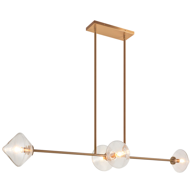 Novo Linear Suspension Aged Gold Brass Clear Glass By Matteo