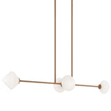 Novo Linear Suspension Aged Gold Brass Opal Glass By Matteo - Front View