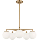 Nube Five Light Chandelier Satin Brass By Generation Lighting - Front View1