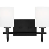 Oak Moore Vanity Light — 13 7/8", Etched / White Inside, Midnight Black