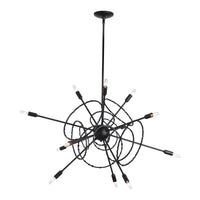 Olympus 12-Light Starburst Chandelier, shown in Black, by Hubbardton Forge