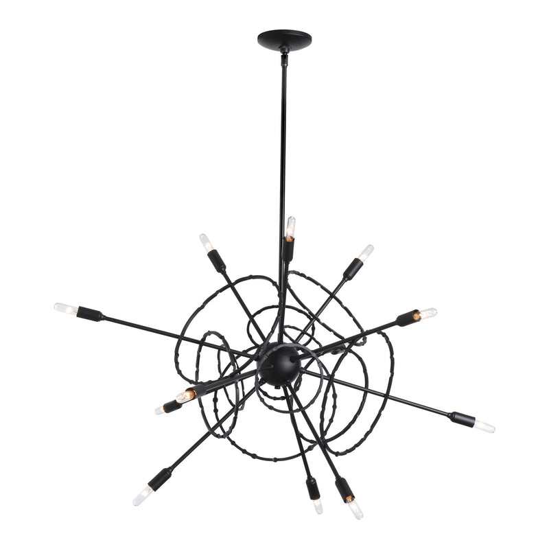 Olympus 12-Light Starburst Chandelier, shown in Black, by Hubbardton Forge