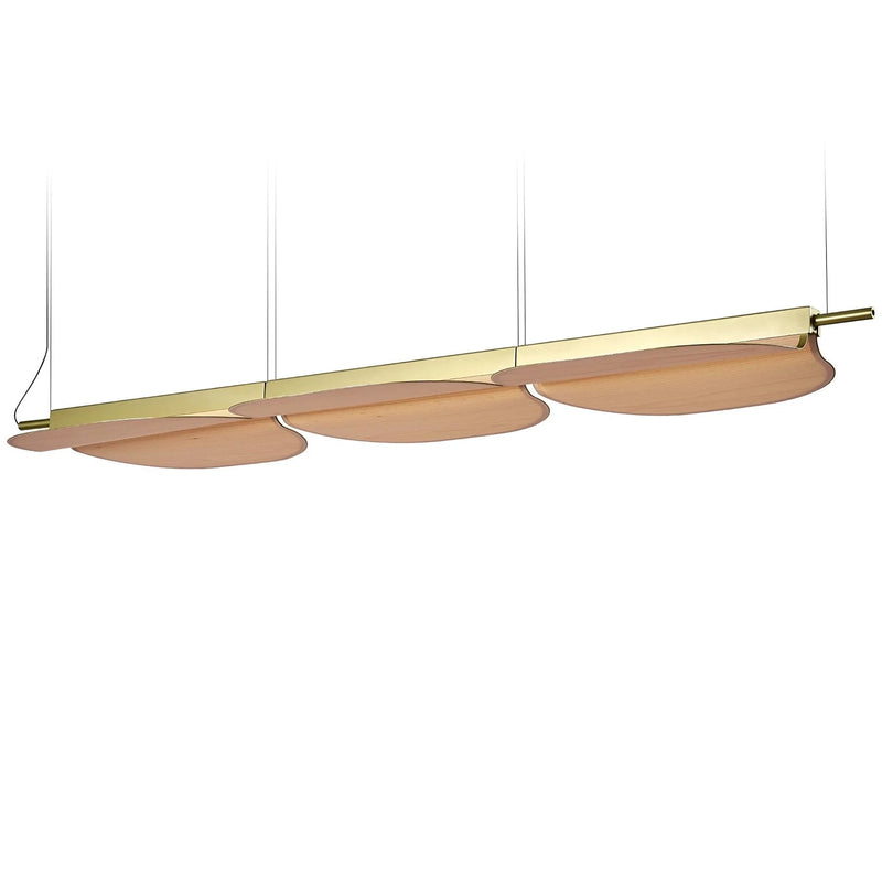 Omma Suspension By LZF, Size: Medium, Finish: Gold Metal, Color: Natural Beech