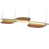 Omma Suspension By LZF, Size: Medium, Finish: Gold Metal, Color: Natural Cherry