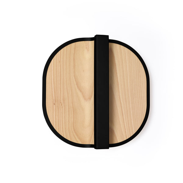 Omma Wall Sconce By LZF, Finish: Black Metal, Color Natural Beech