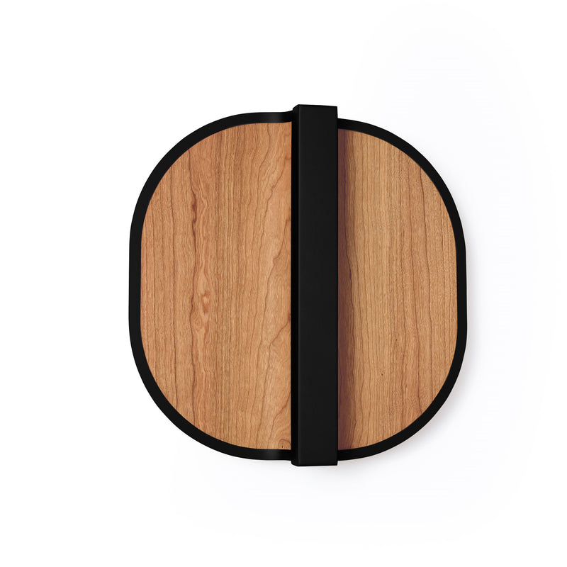 Omma Wall Sconce By LZF, Finish: Black Metal, Color Natural Cherry