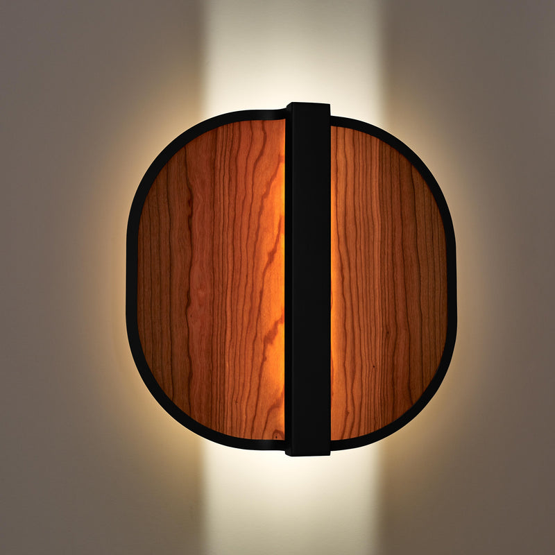 Omma Wall Sconce By LZF, Finish: Black Metal, Color Natural Cherry