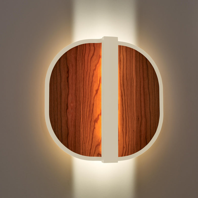 Omma Wall Sconce By LZF, Finish: Matte Ivory Metal, Color Natural Cherry