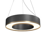 Organic Lead Grey Cylindrical Pendant with Brass Accent by Accord