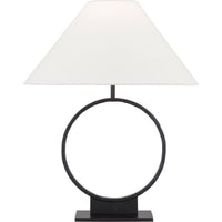 Orion Table Lamp — 18 1/8", White Linen, Aged Iron