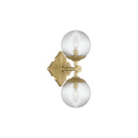 Orly 2-Light Sconce 7.5'' Aged Brass Clear