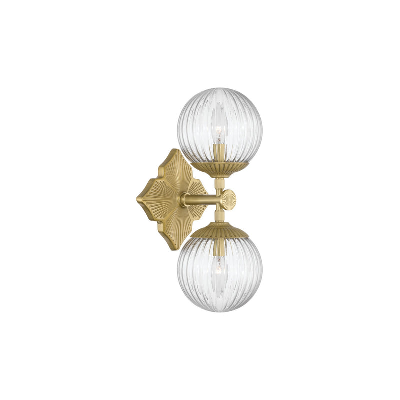 Orly 2-Light Sconce 7.5'' Aged Brass Clear