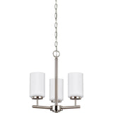 Oslo Chandelier — 15 Inch, Brushed Nickel with Cased Opal Etched Glass