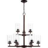 Oslo Chandelier — 26 Inch, Bronze with Clear Seeded Glass