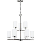 Oslo Chandelier — 26 Inch, Chrome with Cased Opal Etched Glass