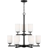 Oslo Chandelier — 26 Inch, Midnight Black with Cased Opal Etched Glass