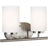 Oslo Vanity Light — 12.5 Inch, Brushed Nickel with Cased Opal Etched Glass