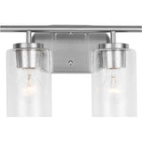 Oslo Vanity Light — 12.5 Inch, Brushed Nickel with Clear Seeded Glass