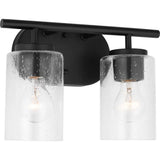 Oslo Vanity Light — 12.5 Inch, Midnight Black with Clear Seeded Glass