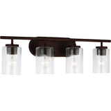 Oslo Vanity Light — 27.5 Inch, Bronze with Clear Seeded Glass